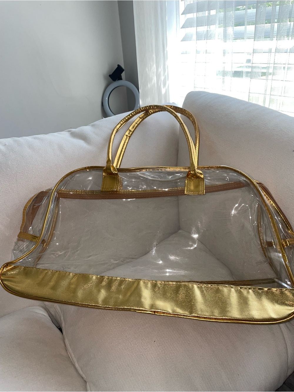 Clear Large  Gold-Trim Tote Bag - Women